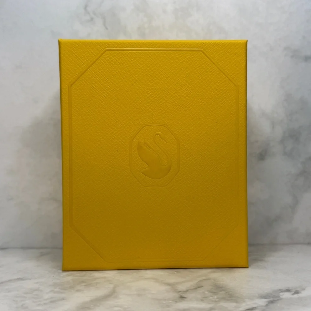 Authentic Swarovski Yellow Rectangular Jewelry Box with Outer Sleeve – Empty